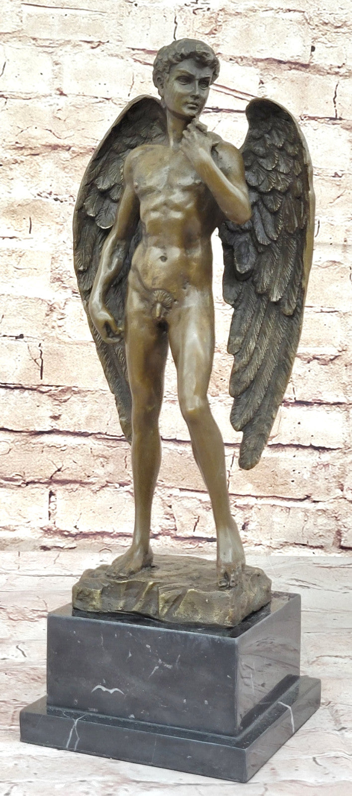Classical Bronze Statue Lost Wax David Nude Sculpture Figure Figurine Art