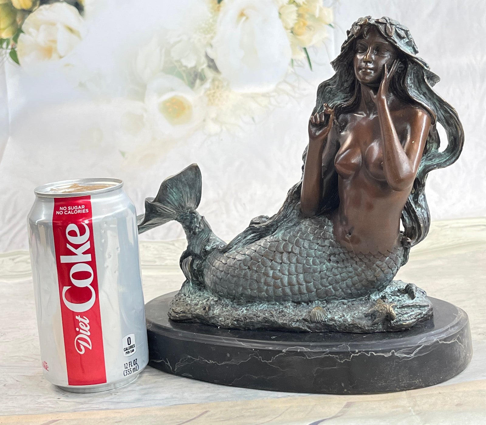 Bronze Sculpture Hot Cast Nude Naked Sexy Mermaid Made by Lost Wax Method
