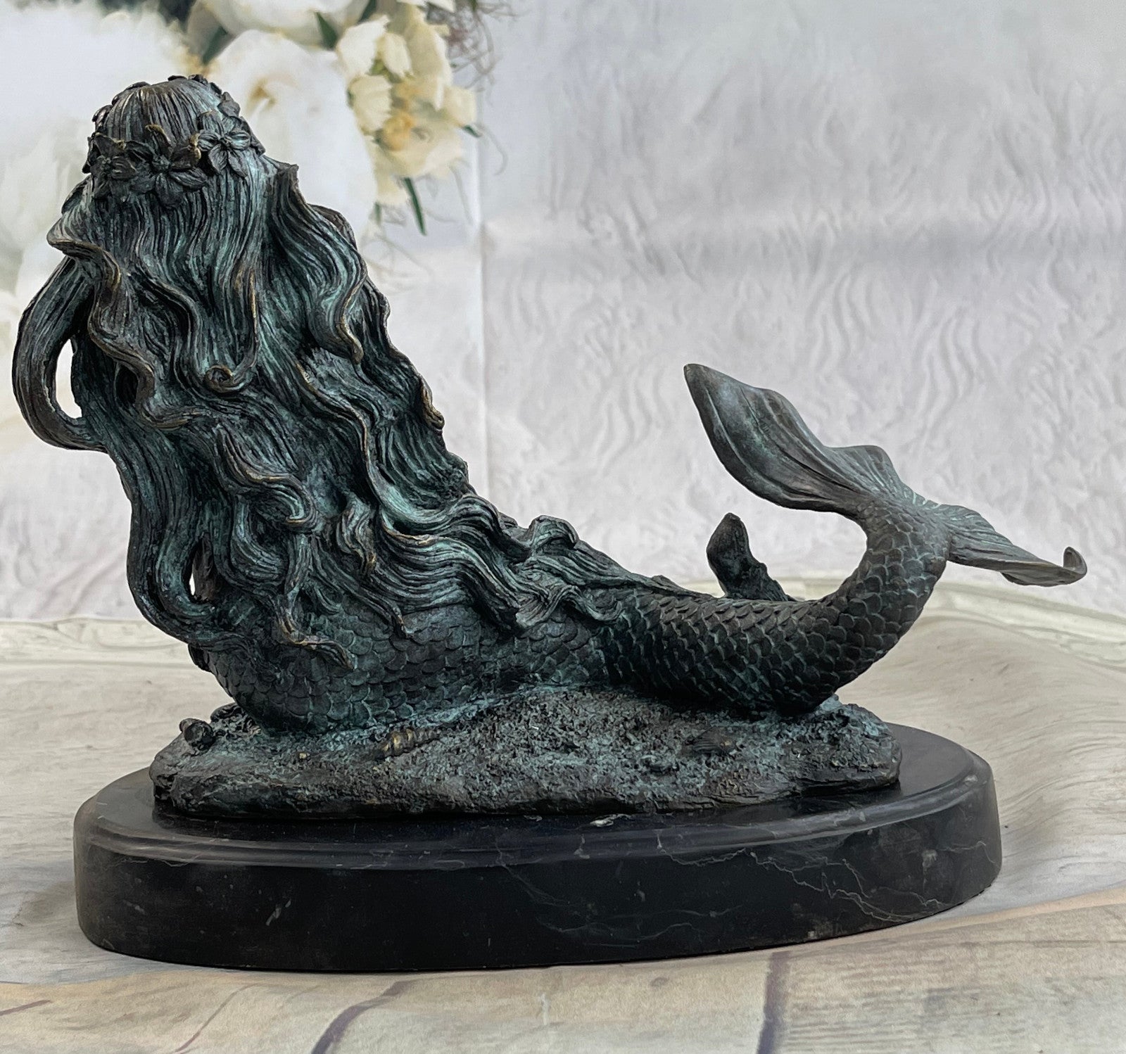 Bronze Sculpture Hot Cast Nude Naked Sexy Mermaid Made by Lost Wax Method