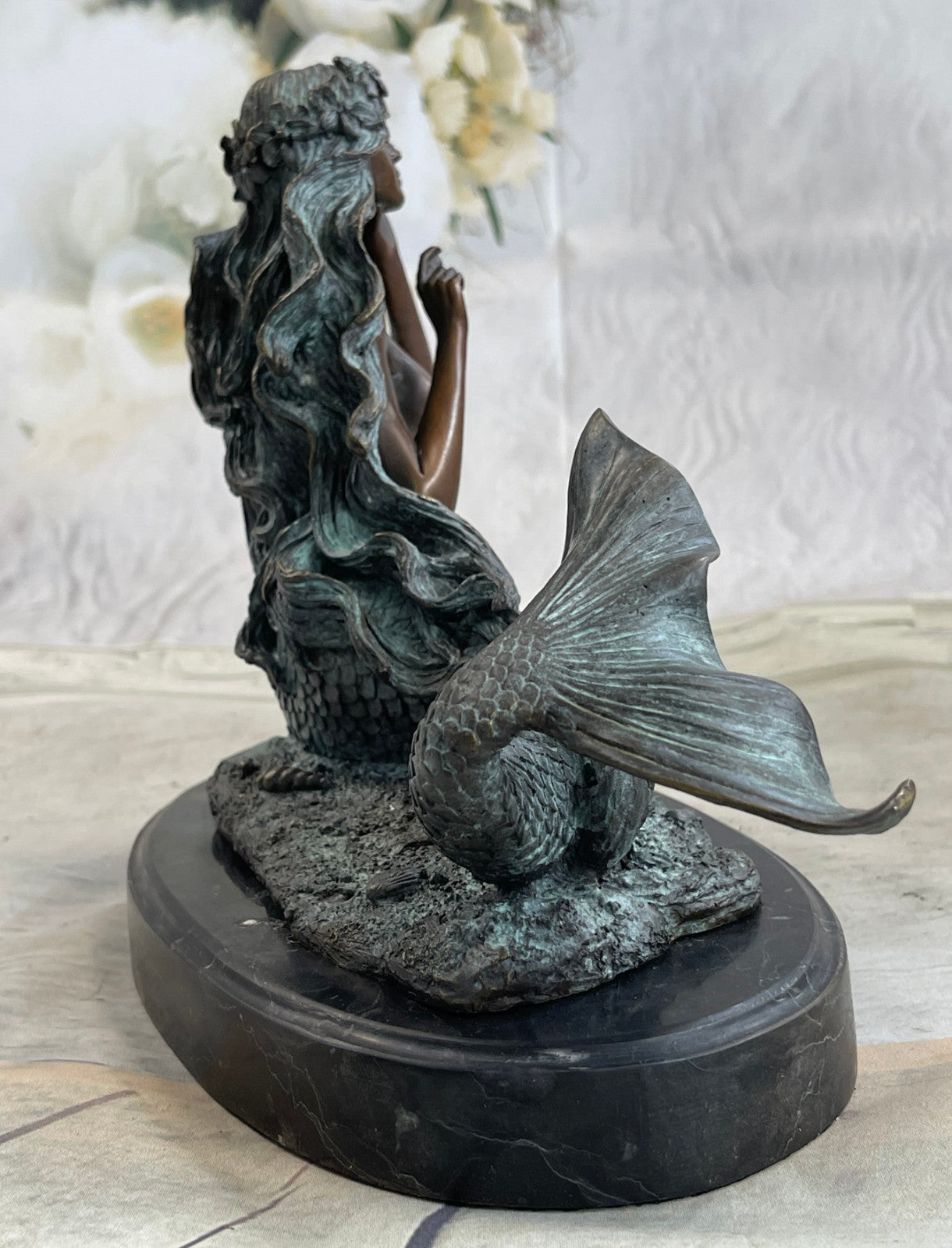 Bronze Sculpture Hot Cast Nude Naked Sexy Mermaid Made by Lost Wax Method