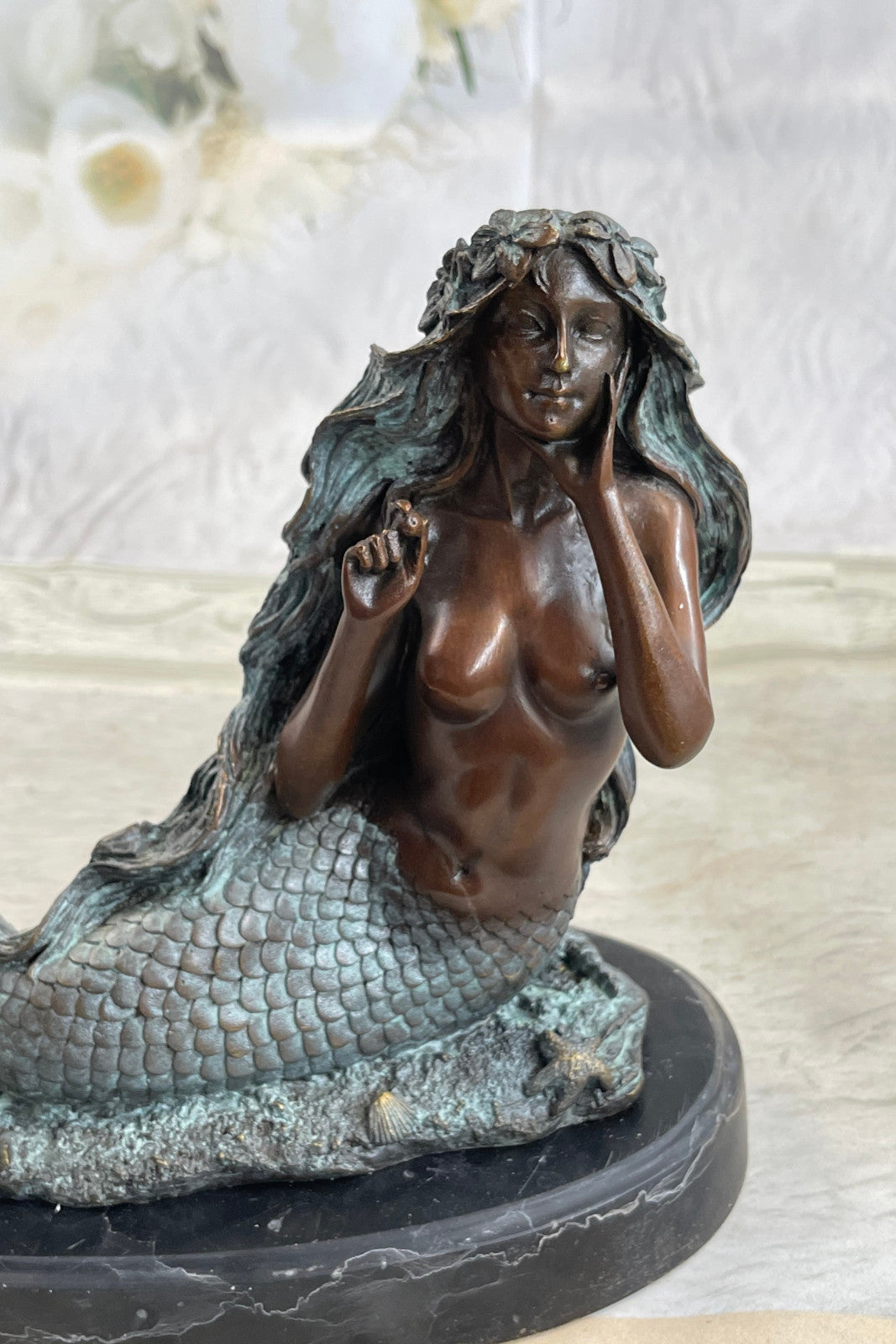 Bronze Sculpture Hot Cast Nude Naked Sexy Mermaid Made by Lost Wax Method