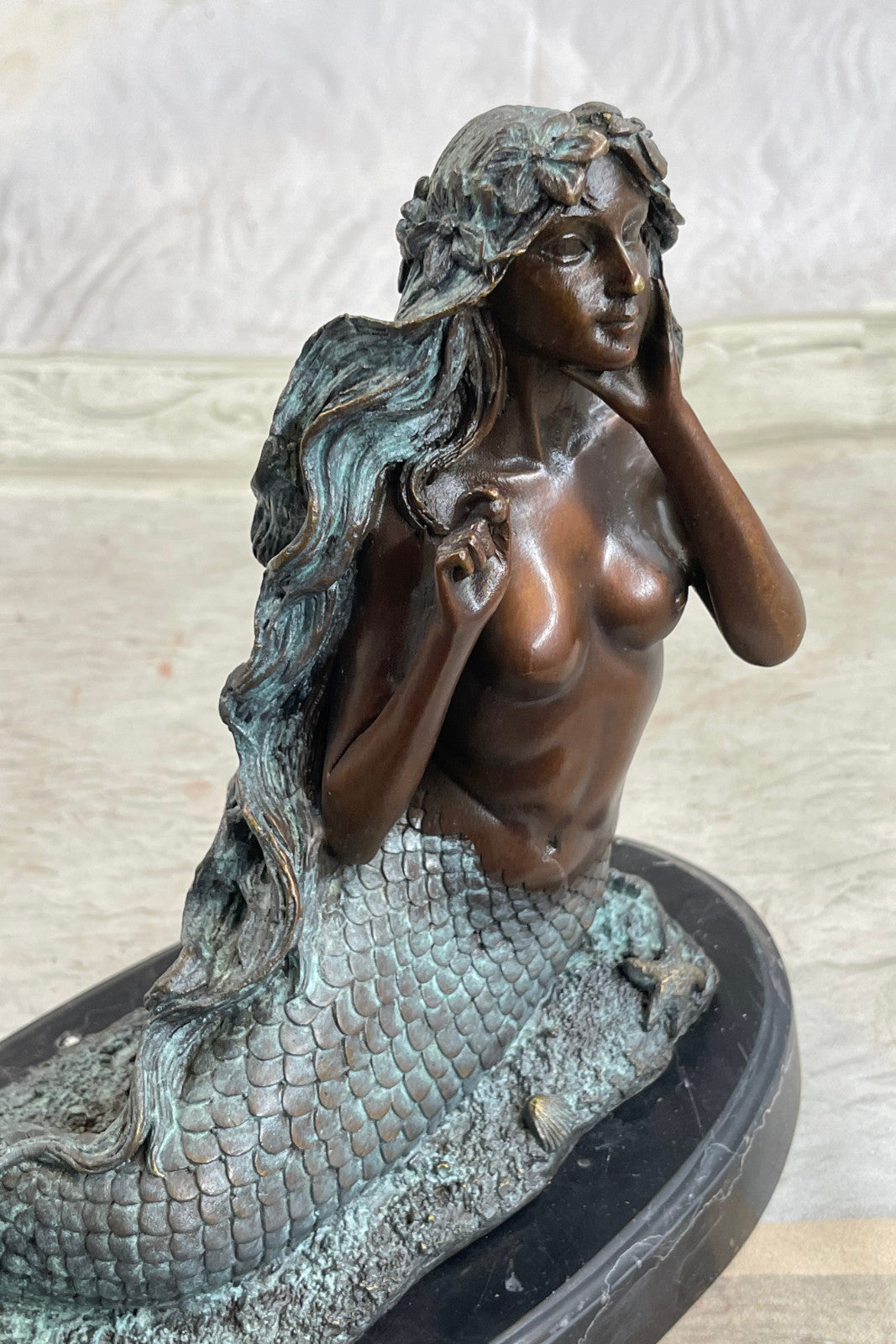 Bronze Sculpture Hot Cast Nude Naked Sexy Mermaid Made by Lost Wax Method