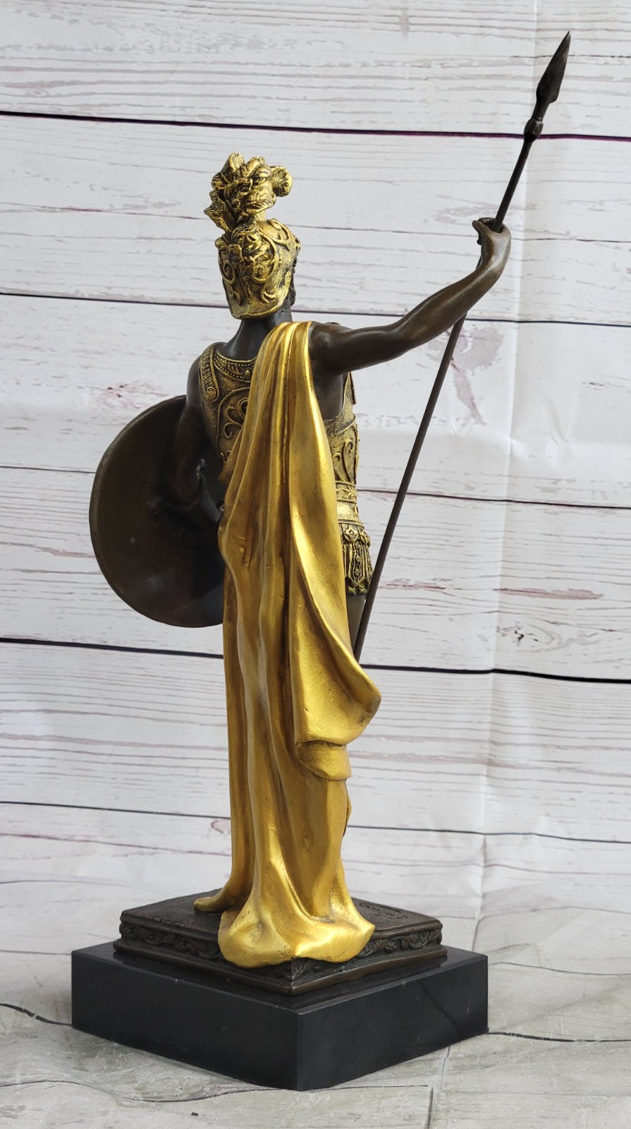 Art Deco Military Greek Roman Warrior Soldier Hot Cast Bronze Marble Base Statue