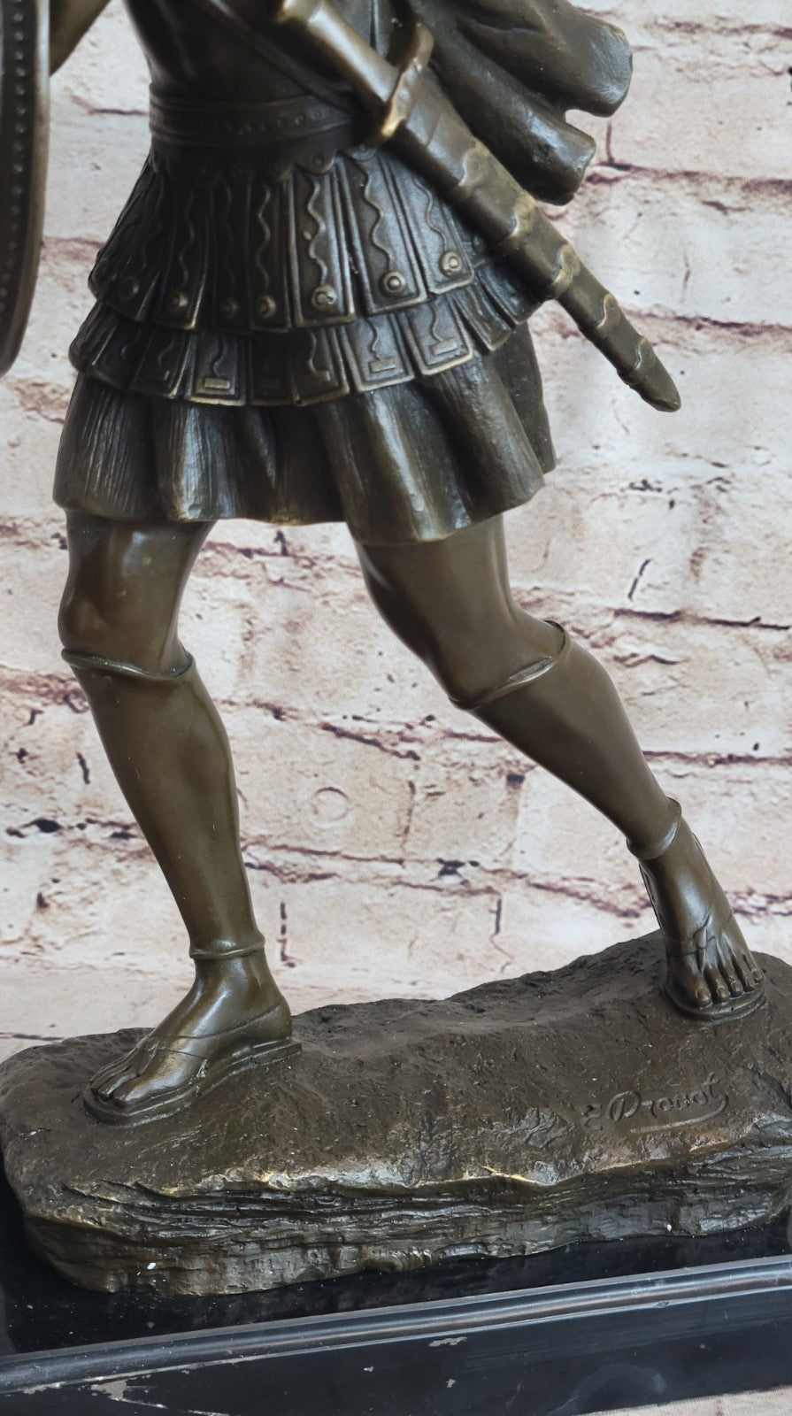 Bronze Sculpture Roman Warrior Soldier with Shield Home Office Decoration