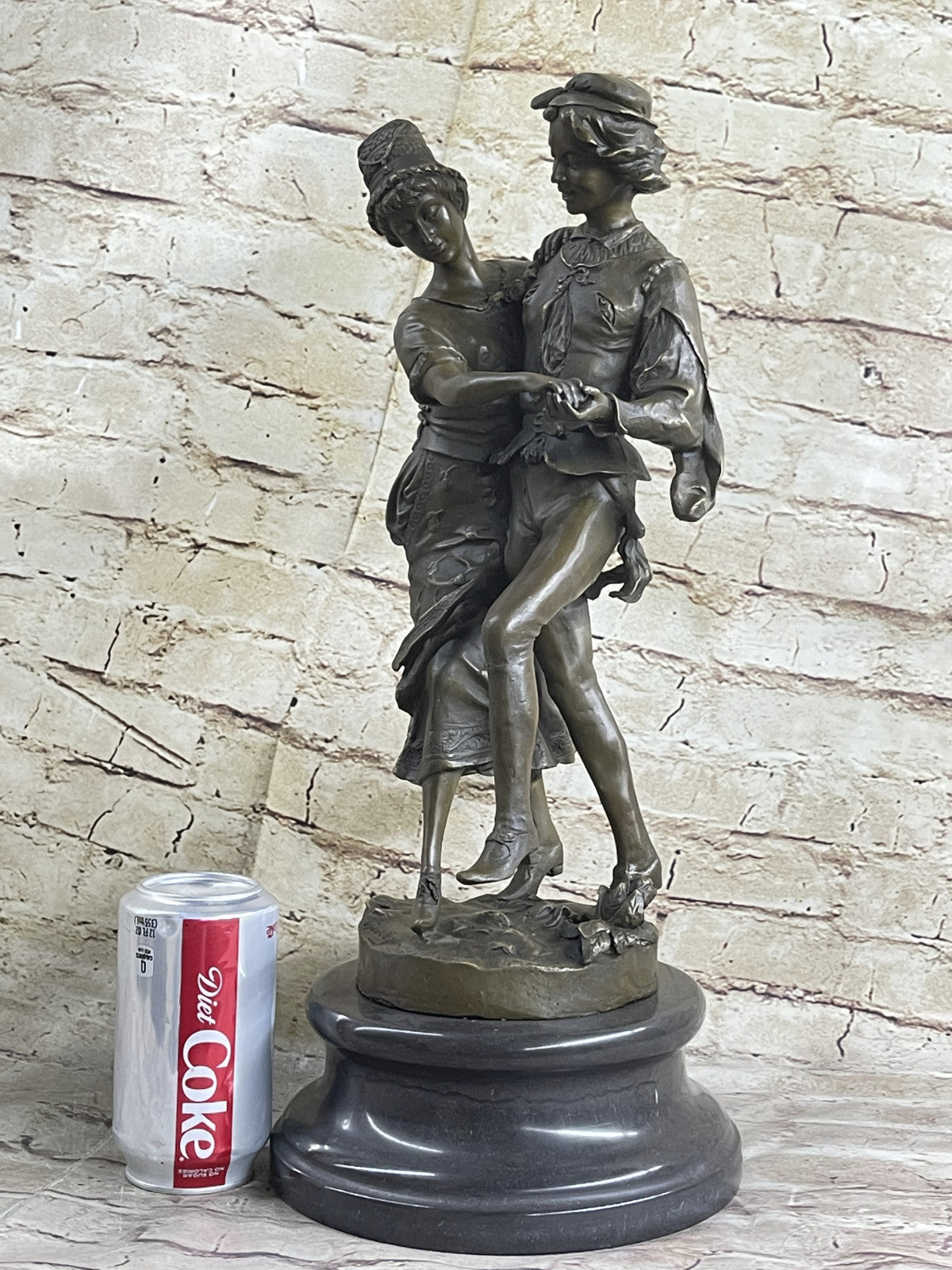 Bronze Statue Dancing Couple Figure The Harvest Dance, Signed: Gaudez Lost Wax