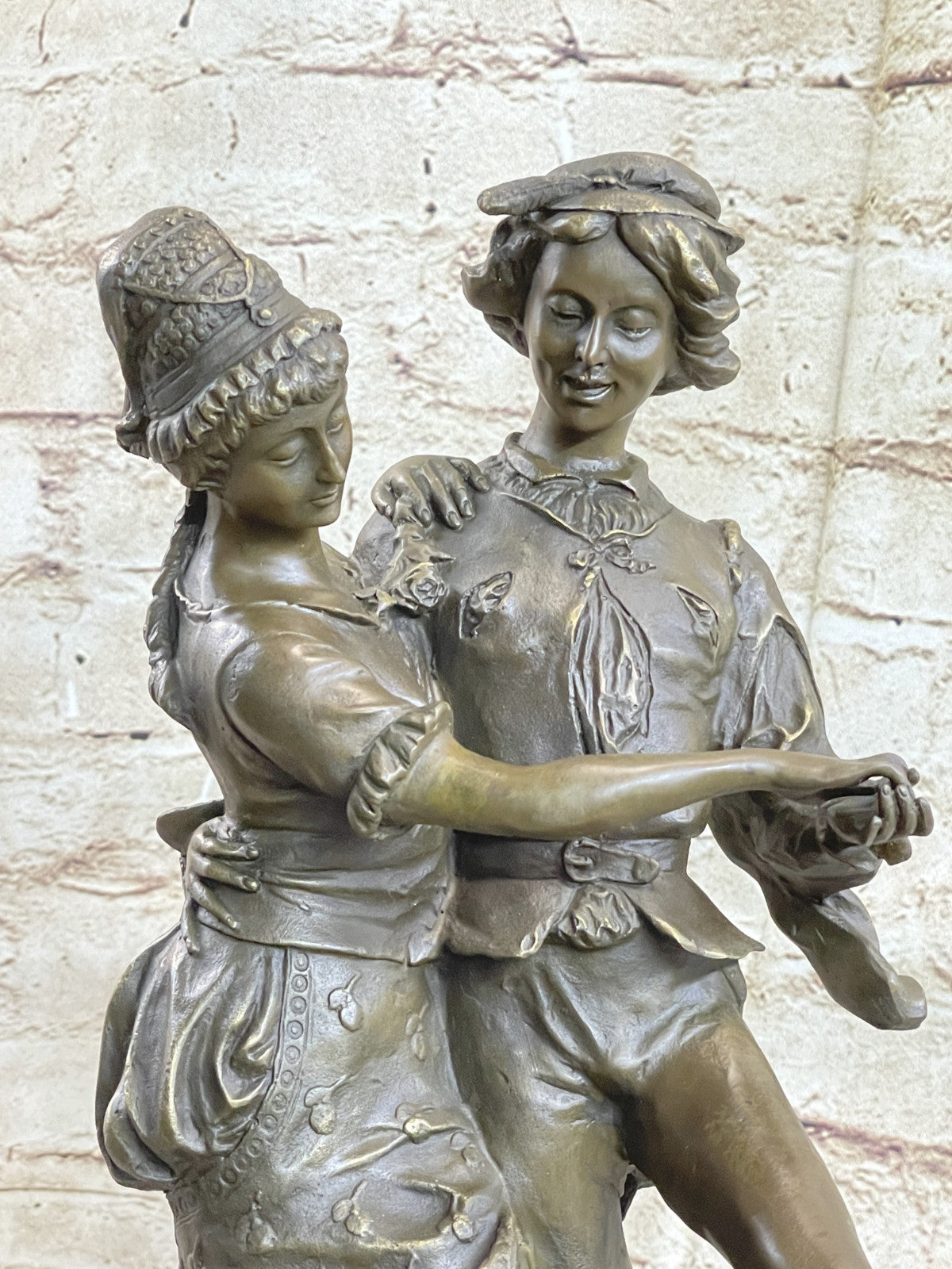 Bronze Statue Dancing Couple Figure The Harvest Dance, Signed: Gaudez Lost Wax