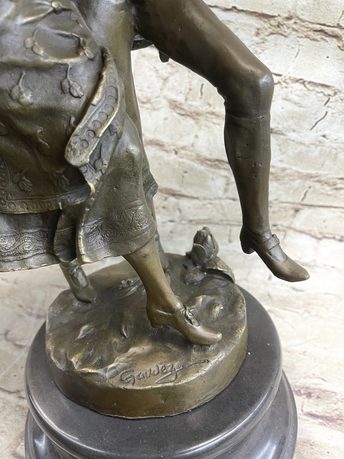 Bronze Statue Dancing Couple Figure The Harvest Dance, Signed: Gaudez Lost Wax