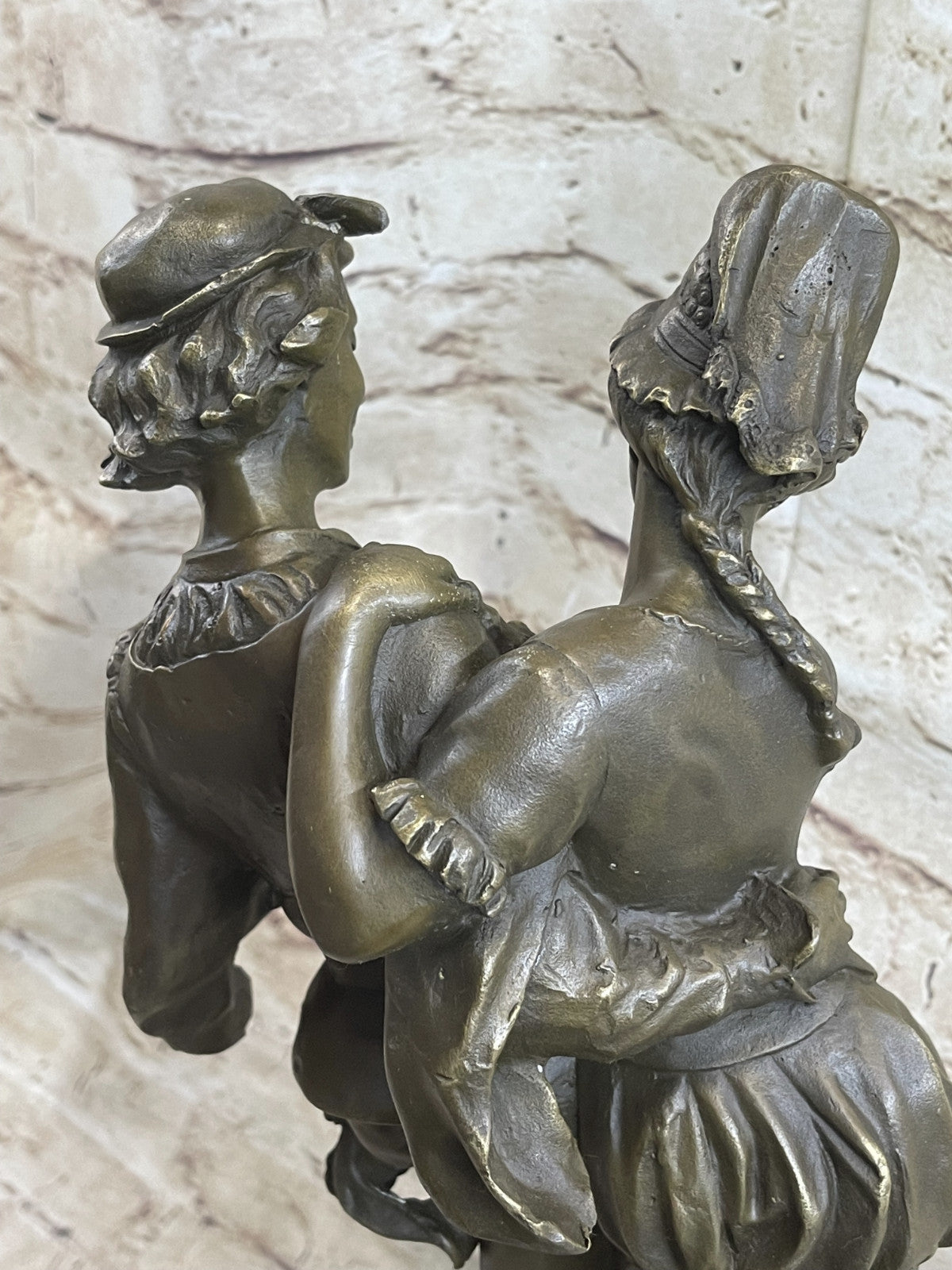Bronze Statue Dancing Couple Figure The Harvest Dance, Signed: Gaudez Lost Wax