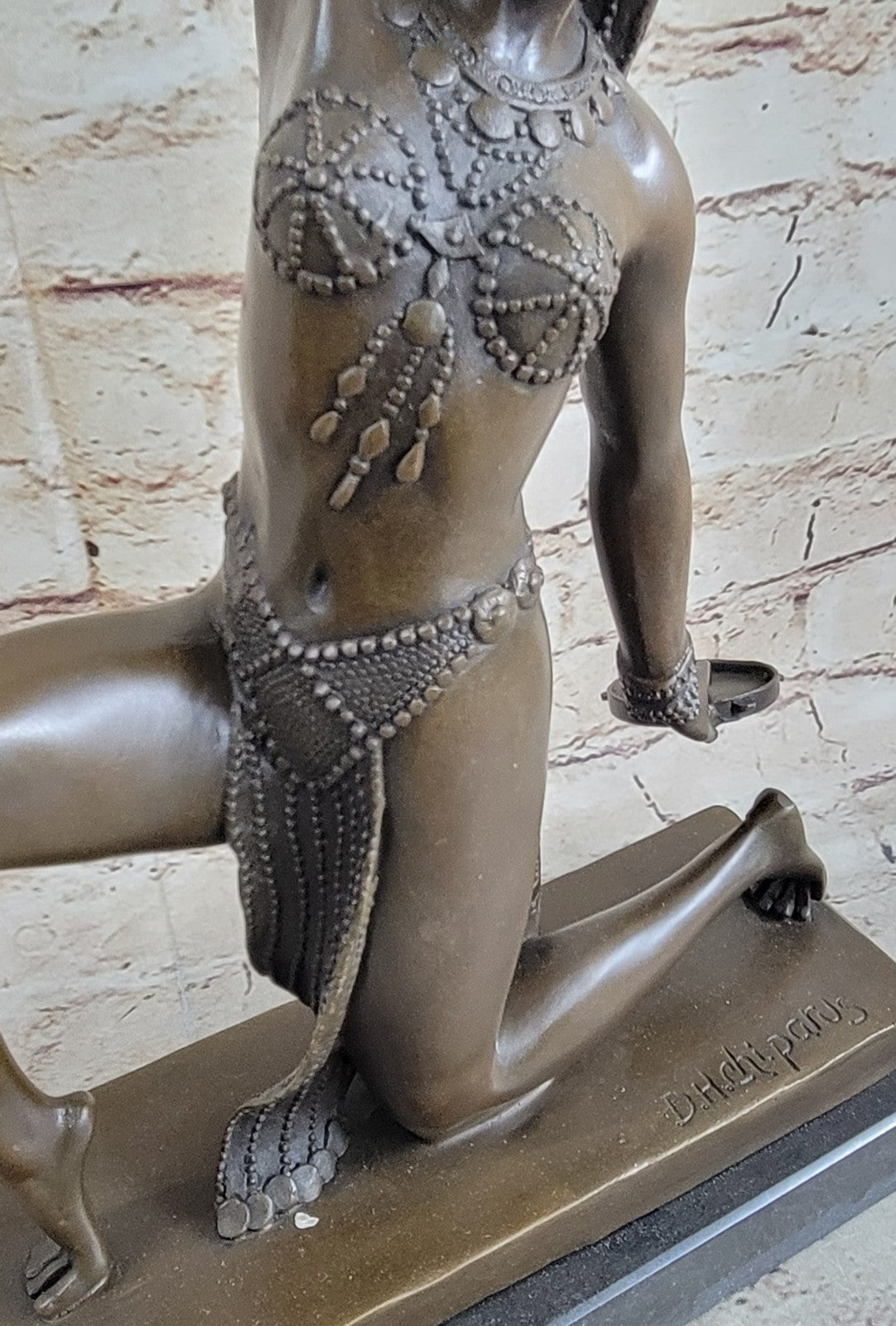 `Thais` a Rare Art Deco Patinated Bronze and Carved Statue Model of an Exotic Dancer