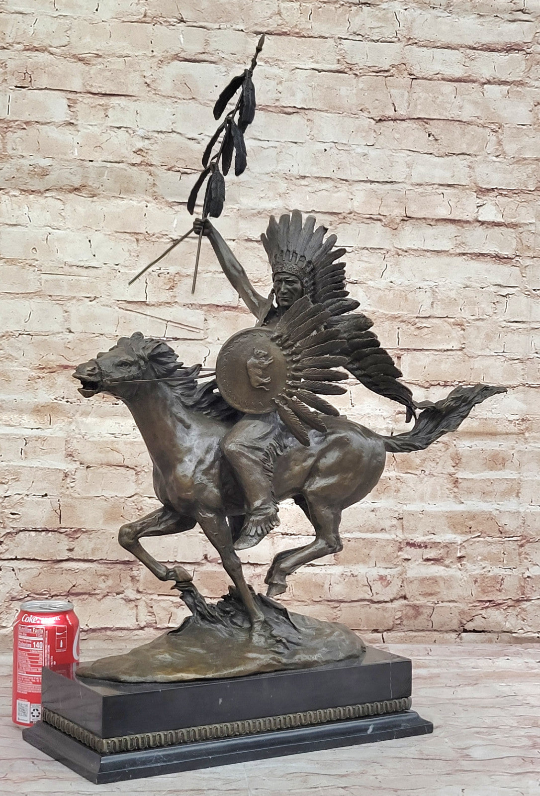 Buy Milo’s Native Warrior – Signed Bronze Sculpture by Miguel Lopez (Milo) | American Indian on Horse for Sale