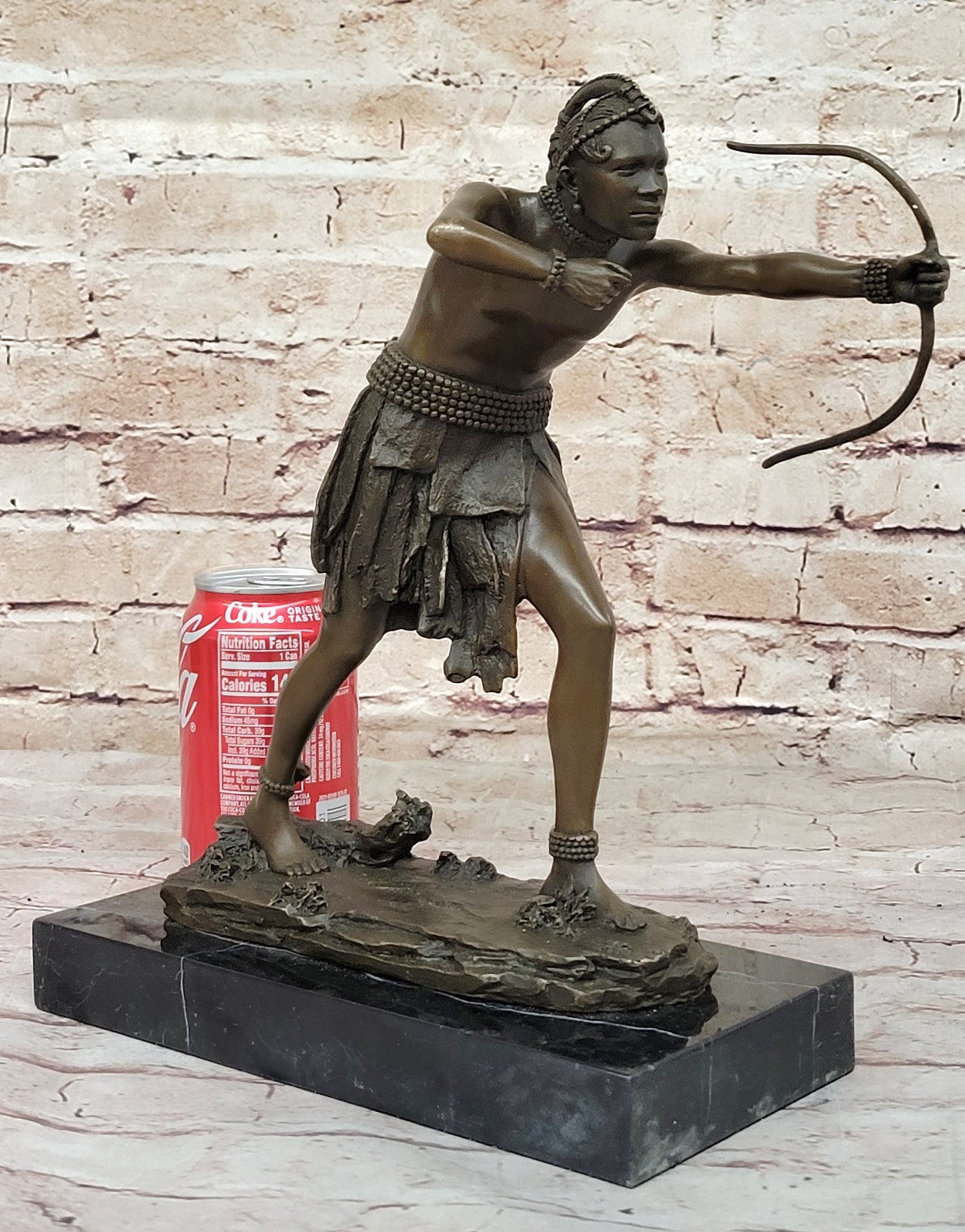 Native American Warrior Chief Bronze Sculpture: Handcrafted Art by Miguel Lopez