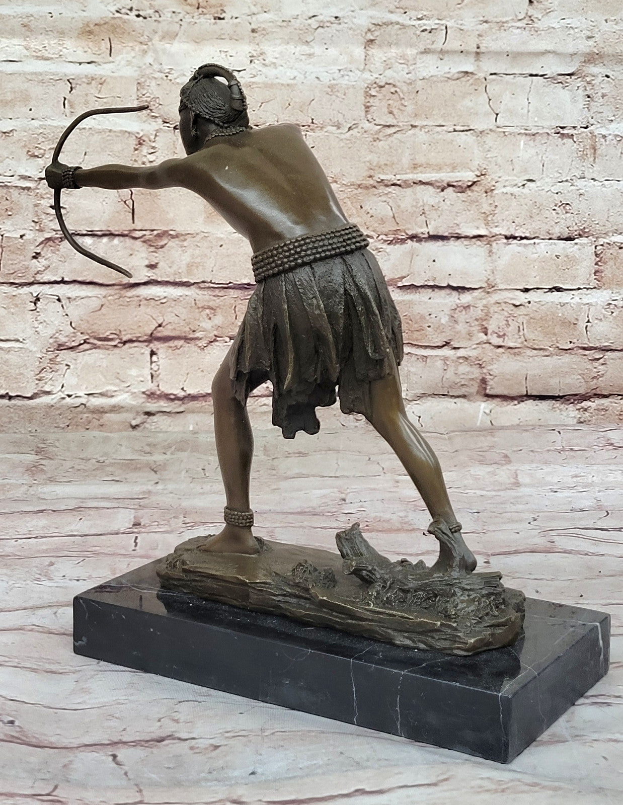 Native American Warrior Chief Bronze Sculpture: Handcrafted Art by Miguel Lopez