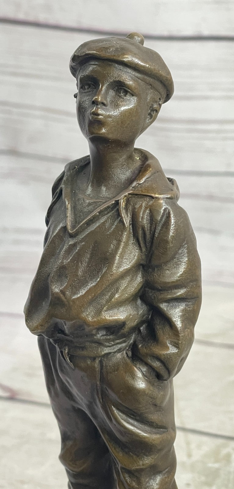 Vintage Signed Szczeblewski Bronze Sculpture of a Whistling German Boy - Fine Detailed Art