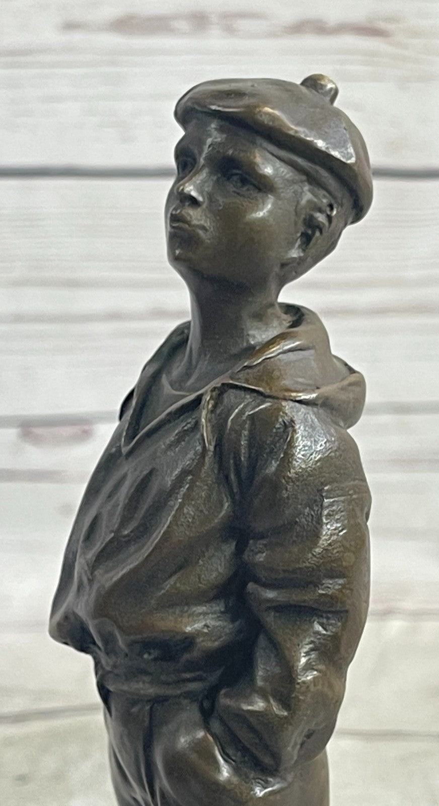 Vintage Signed Szczeblewski Bronze Sculpture of a Whistling German Boy - Fine Detailed Art