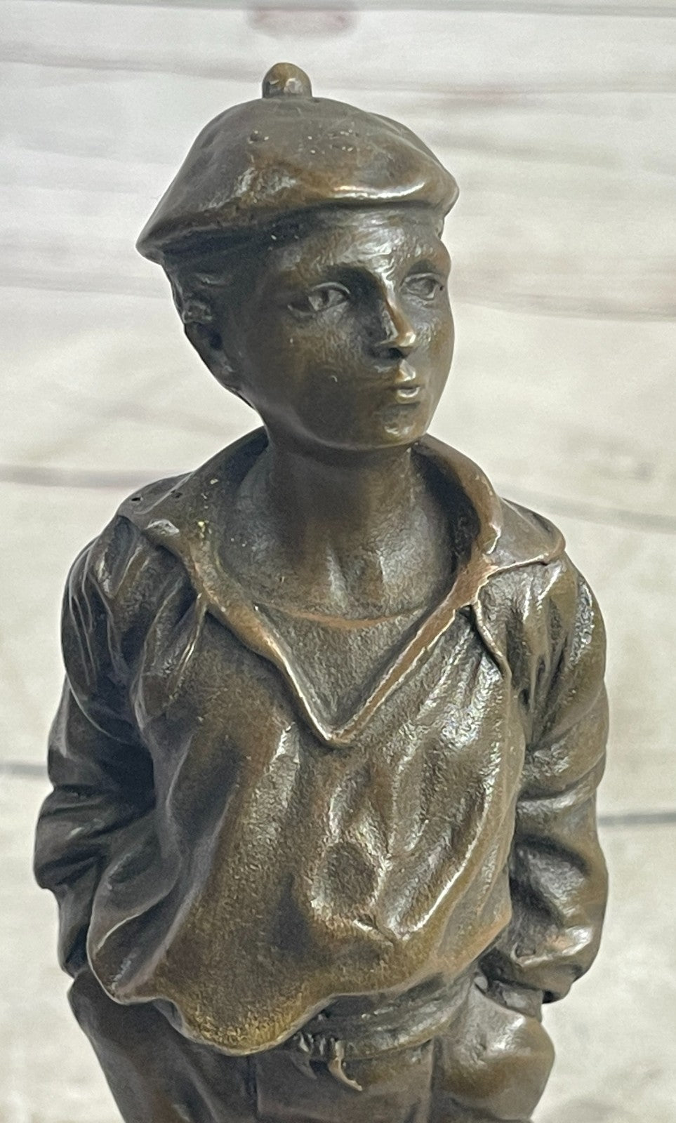 Vintage Signed Szczeblewski Bronze Sculpture of a Whistling German Boy - Fine Detailed Art