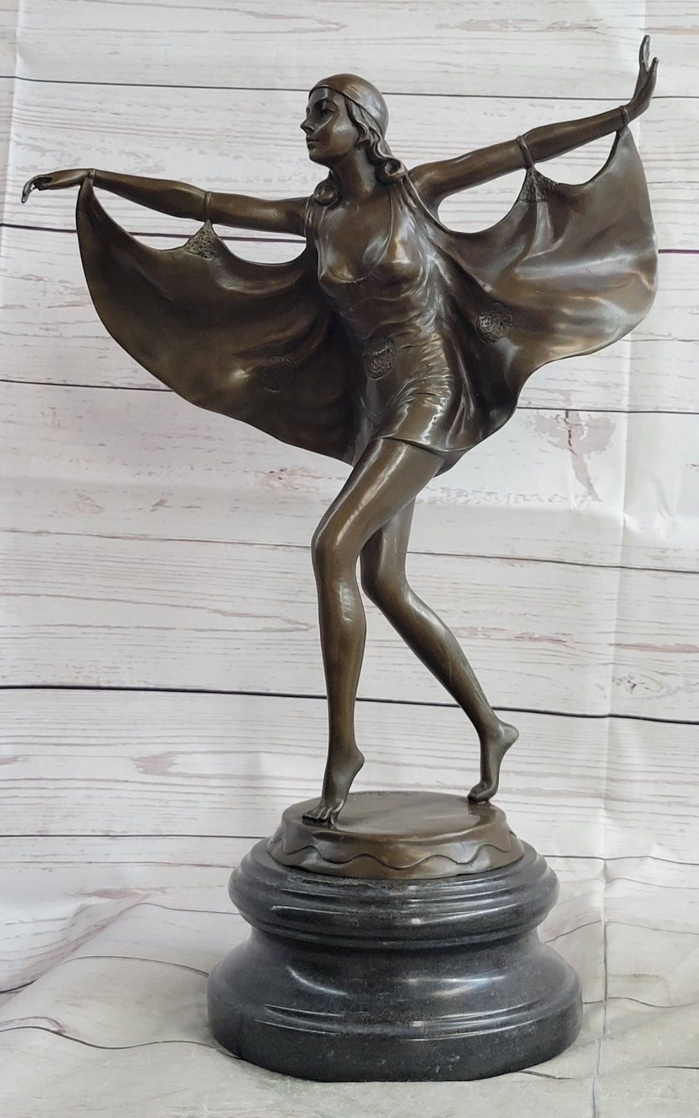 German Prof. Otto Poertzel (1876-1963) "Bat Dancer" Bronze Sculpture / Statue Art
