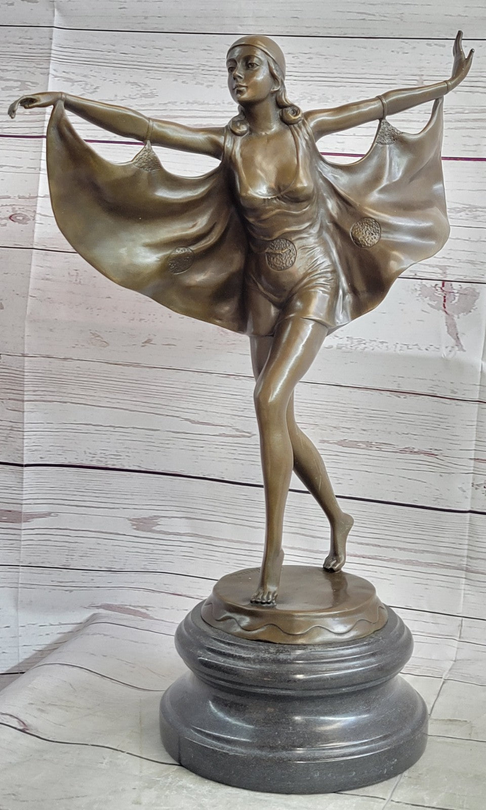 German Prof. Otto Poertzel (1876-1963) "Bat Dancer" Bronze Sculpture / Statue Art