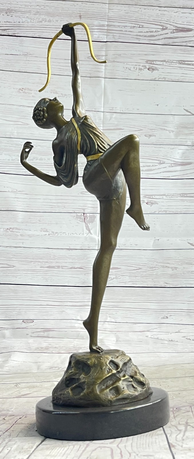 Large Vintage Sculpture French "Le Faguays" Bronze Statue Goddess DIANA Nude