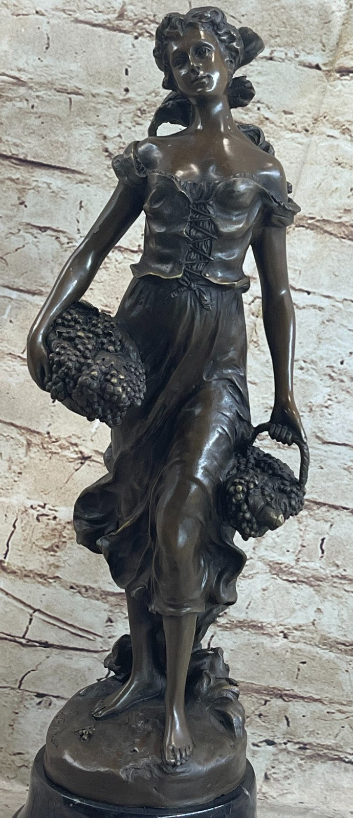 Real Bronze Gorgeous Maiden Standing Woman Sculpture Home Decoration Decor