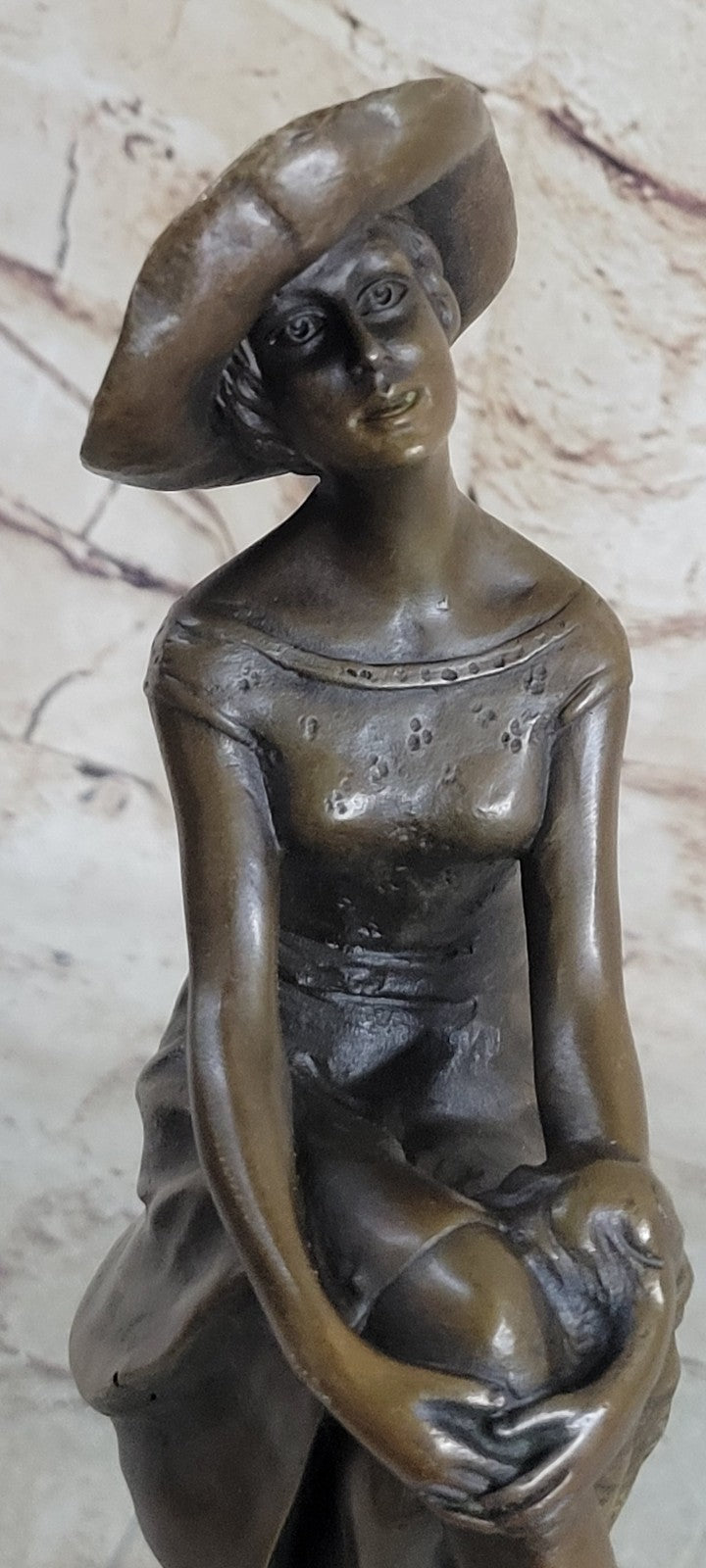 Woman Sits On Chair Handmade Bronze Museum Quality Classic Artwork Statue Figure