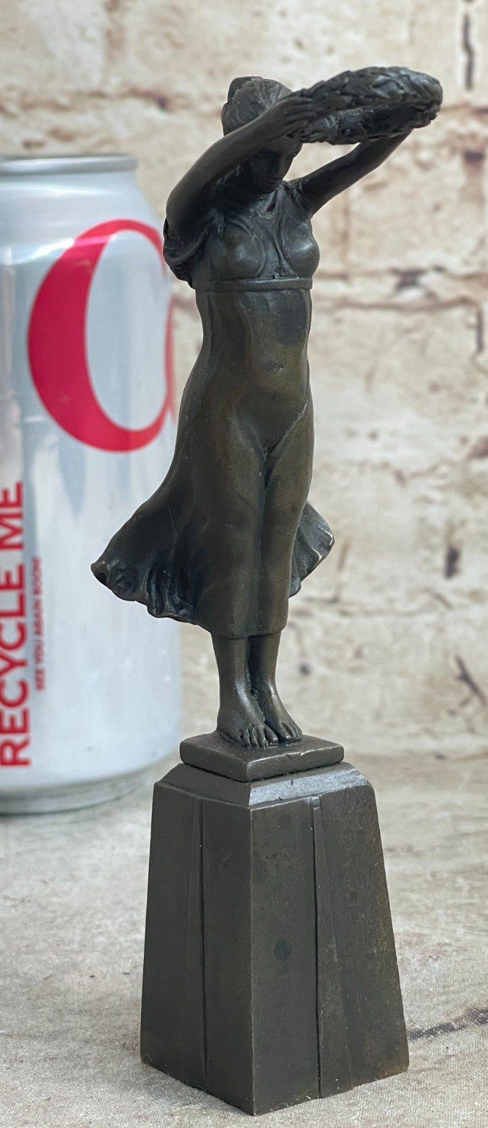 5.5" Tall Signed Roman Maiden Bronze Sculpture Statue Figure Figurine Deco Figure