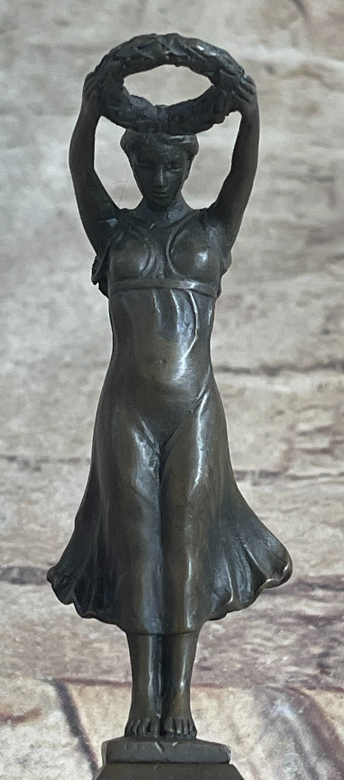 5.5" Tall Signed Roman Maiden Bronze Sculpture Statue Figure Figurine Deco Figure