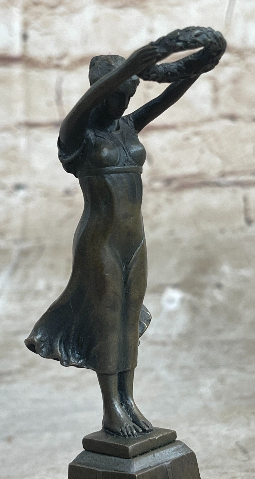 5.5" Tall Signed Roman Maiden Bronze Sculpture Statue Figure Figurine Deco Figure