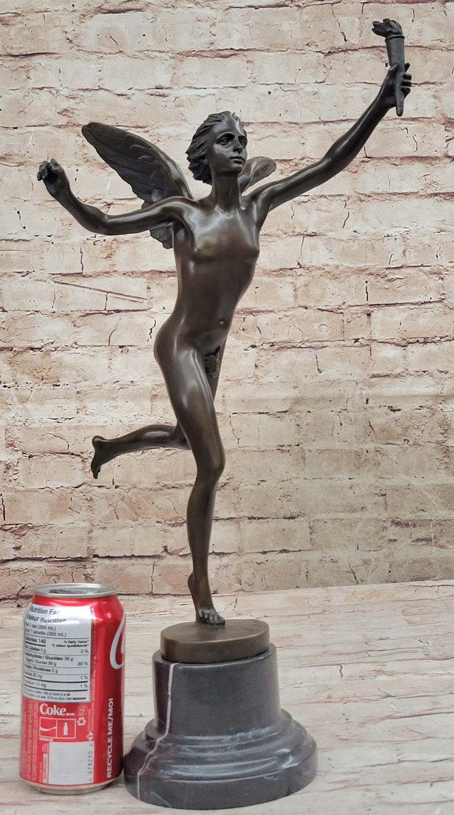 Butterfly Angel Nymph Fairy Fantasy Art 17" Elegant Bronze Marble Statue Gift