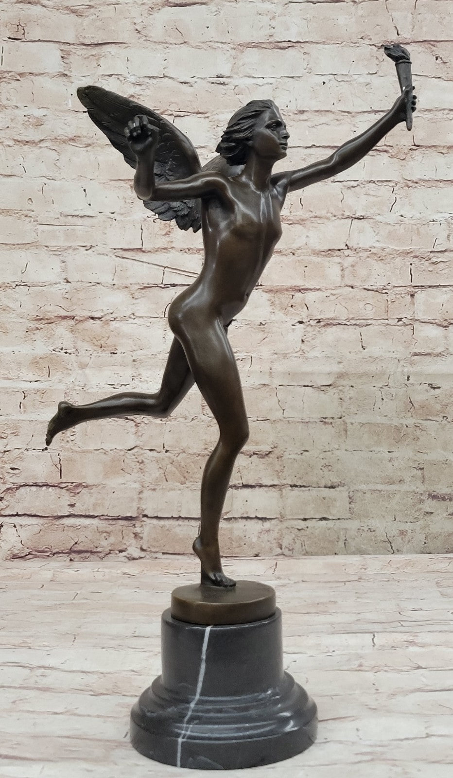 Butterfly Angel Nymph Fairy Fantasy Art 17" Elegant Bronze Marble Statue Gift