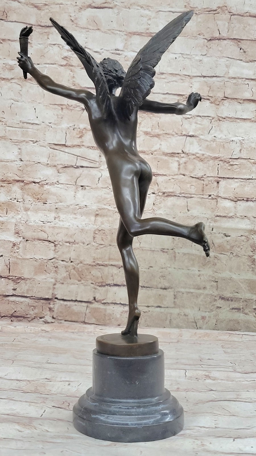 Butterfly Angel Nymph Fairy Fantasy Art 17" Elegant Bronze Marble Statue Gift