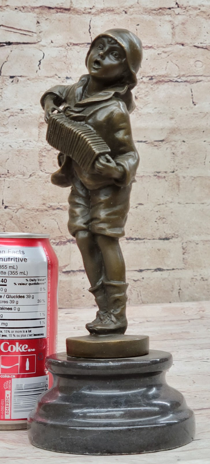 Kids Statue Accordion Boy Bronze Child Sculpture, D. H. Chiparus Handcrafted Art