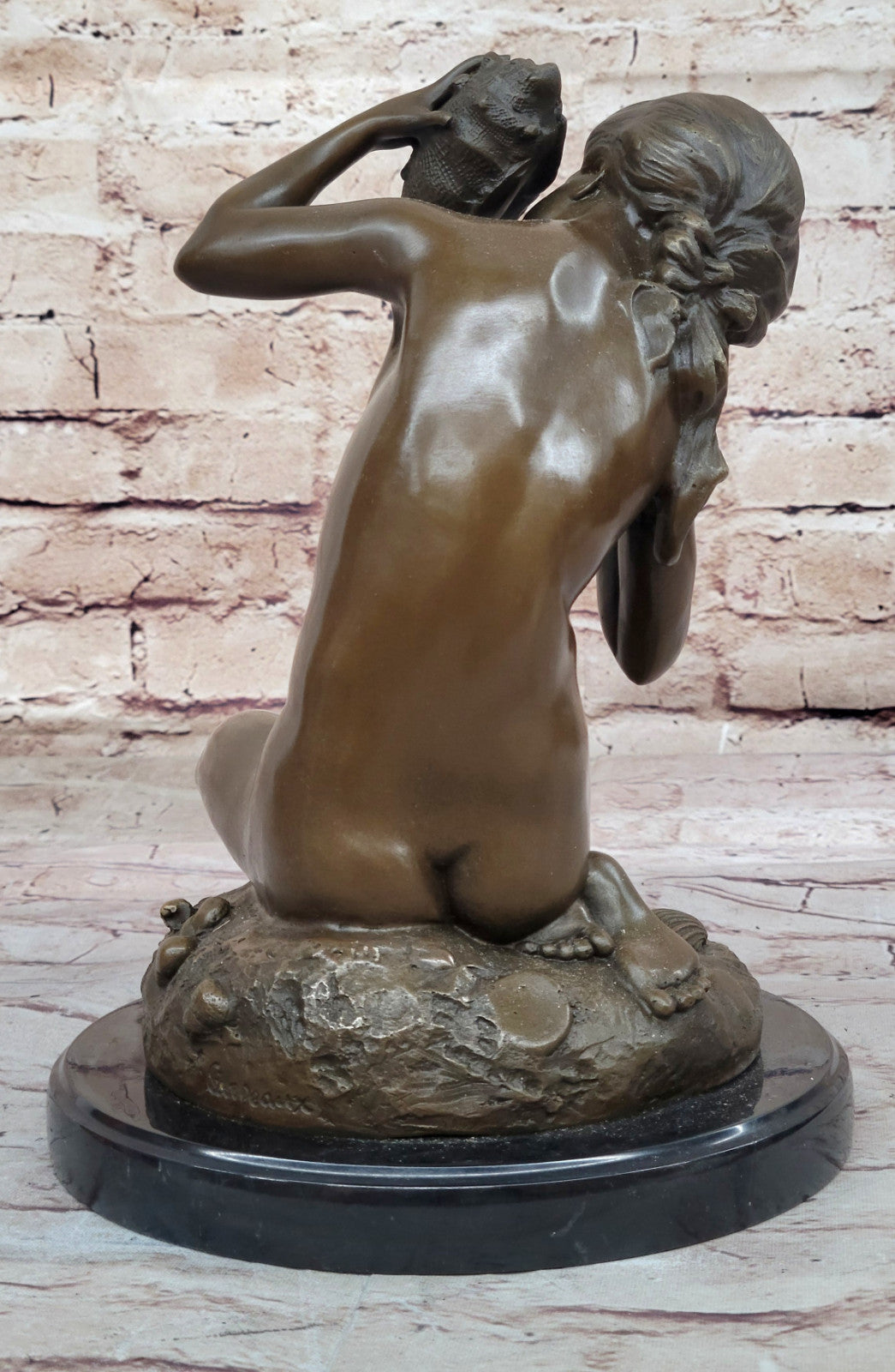 Fine Art Figurine: Carpeaux`s Fisherman with Shell - Hot Cast Bronze Statue