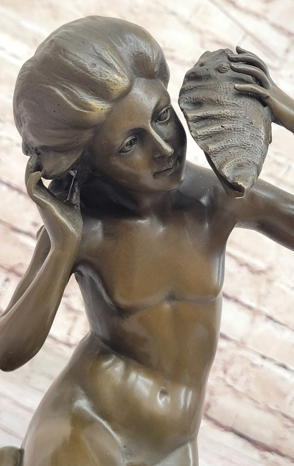 Fine Art Figurine: Carpeaux`s Fisherman with Shell - Hot Cast Bronze Statue