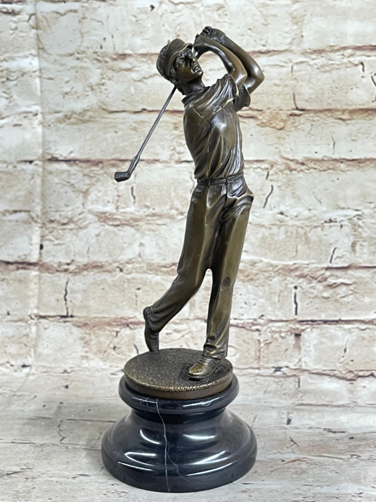 Golfer Golf Golfing Hand Made Sportsman Bronze Sculpture Statue Figurine Figur T