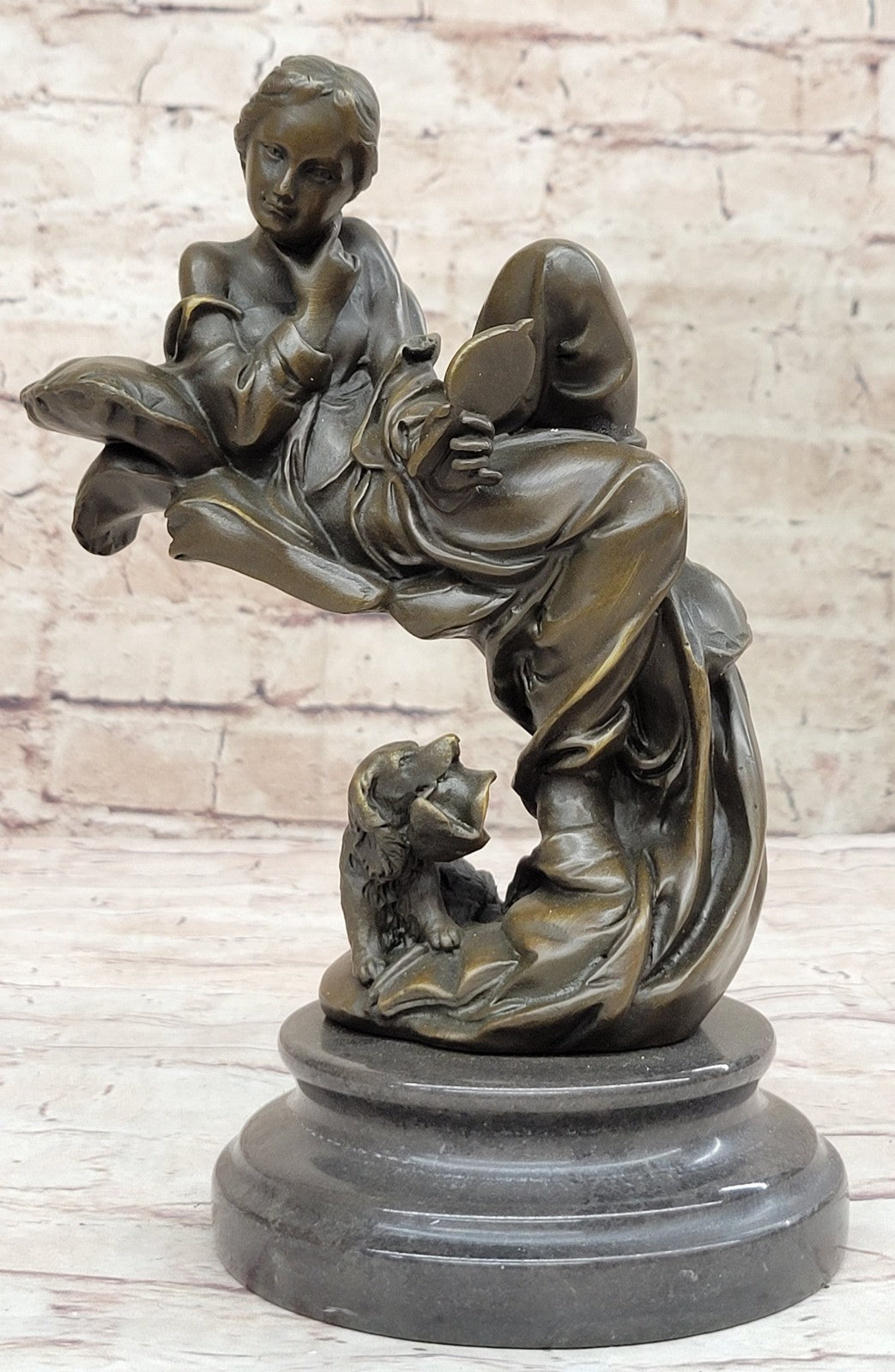 BEAUTFUL ART NOUVEAU FIGURAL MAIDEN COLD PAINTED 100% SOLID BRONZE CENTERPIECE