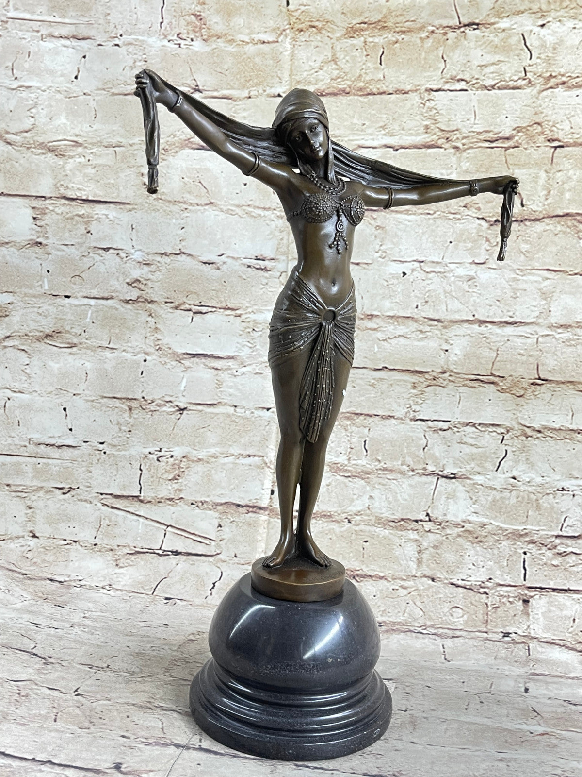LOVELY 1920`s DECO NOUVEAU DANCER SIGNED CHIPARUS PURE HOTCAST BRONZE STATUE ART