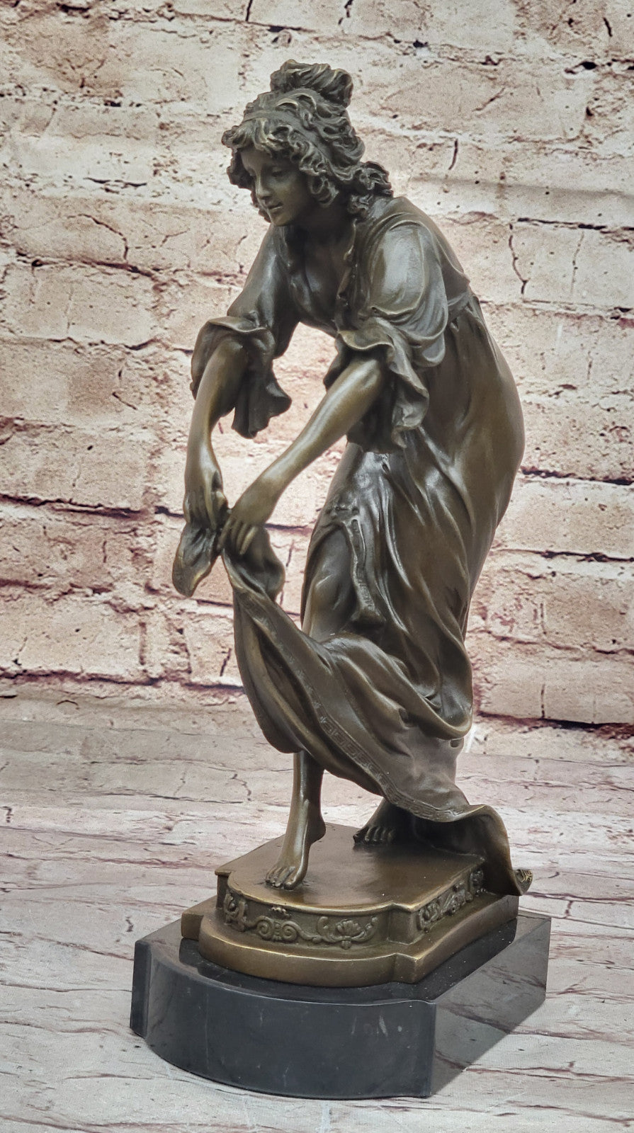 Unique Nouveau Figurine: `Shawl Dancer` C J R Colinet Signed Bronze Statue