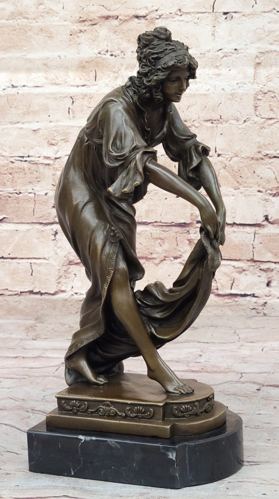 Unique Nouveau Figurine: `Shawl Dancer` C J R Colinet Signed Bronze Statue