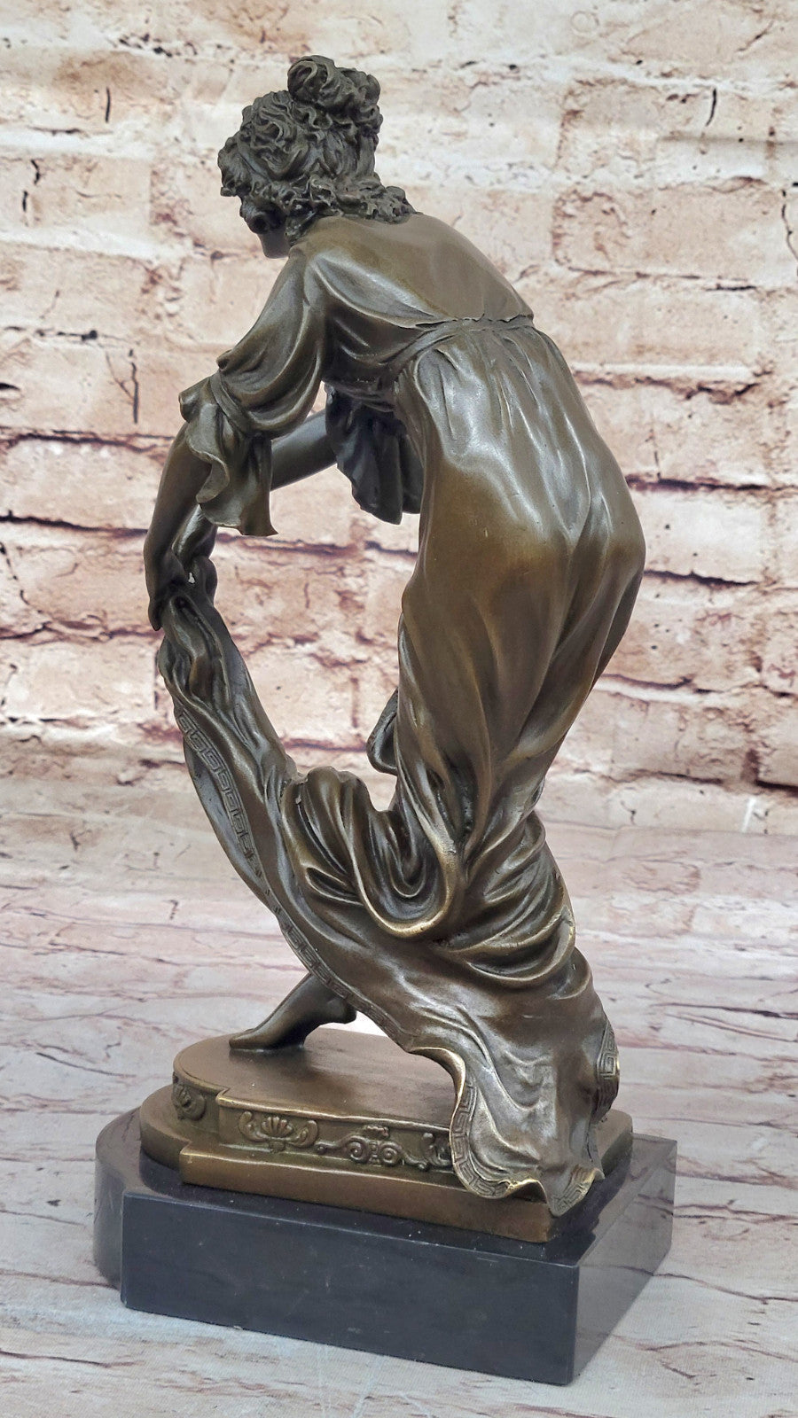 Unique Nouveau Figurine: `Shawl Dancer` C J R Colinet Signed Bronze Statue