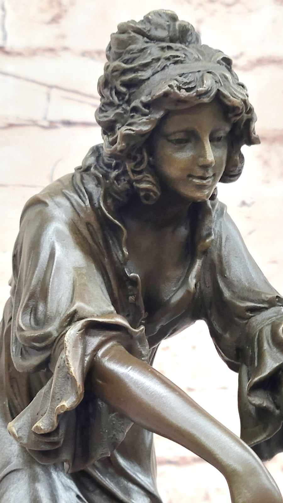 Unique Nouveau Figurine: `Shawl Dancer` C J R Colinet Signed Bronze Statue