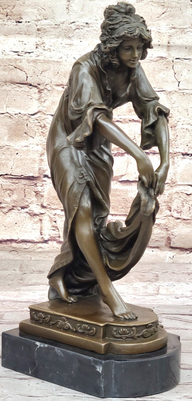Unique Nouveau Figurine: `Shawl Dancer` C J R Colinet Signed Bronze Statue