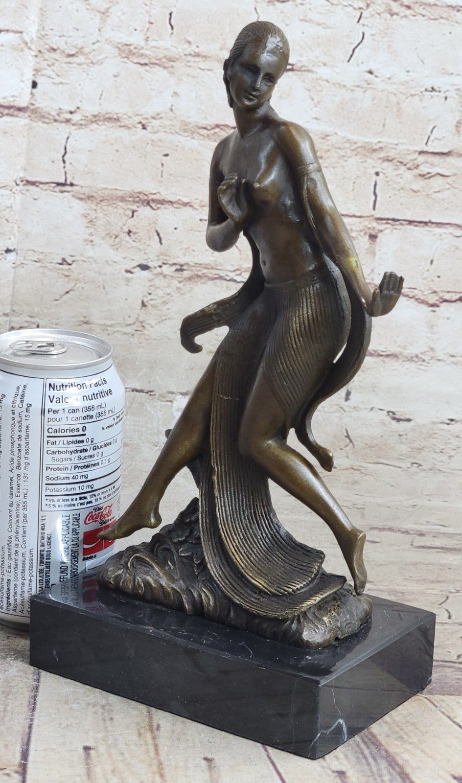 Art Deco/Nouveau Hot Cast Nude Female Dancer Bronze Sculpture Marble Base Figurine