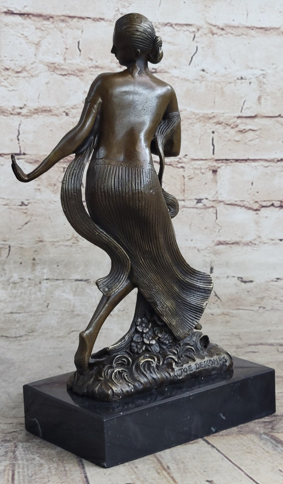 Art Deco/Nouveau Hot Cast Nude Female Dancer Bronze Sculpture Marble Base Figurine