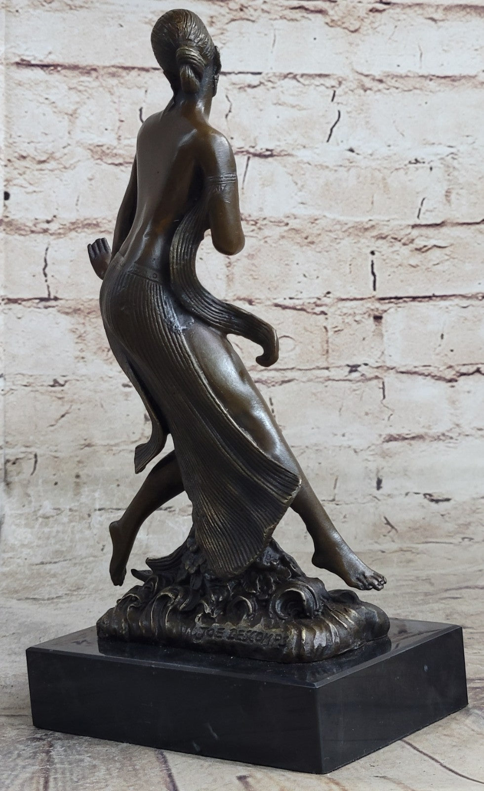 Art Deco/Nouveau Hot Cast Nude Female Dancer Bronze Sculpture Marble Base Figurine