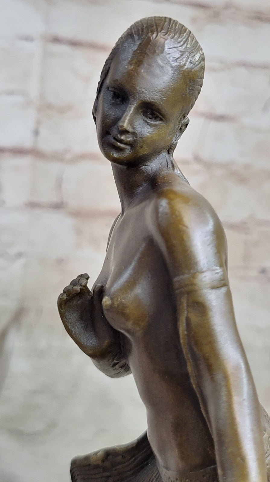 Art Deco/Nouveau Hot Cast Nude Female Dancer Bronze Sculpture Marble Base Figurine