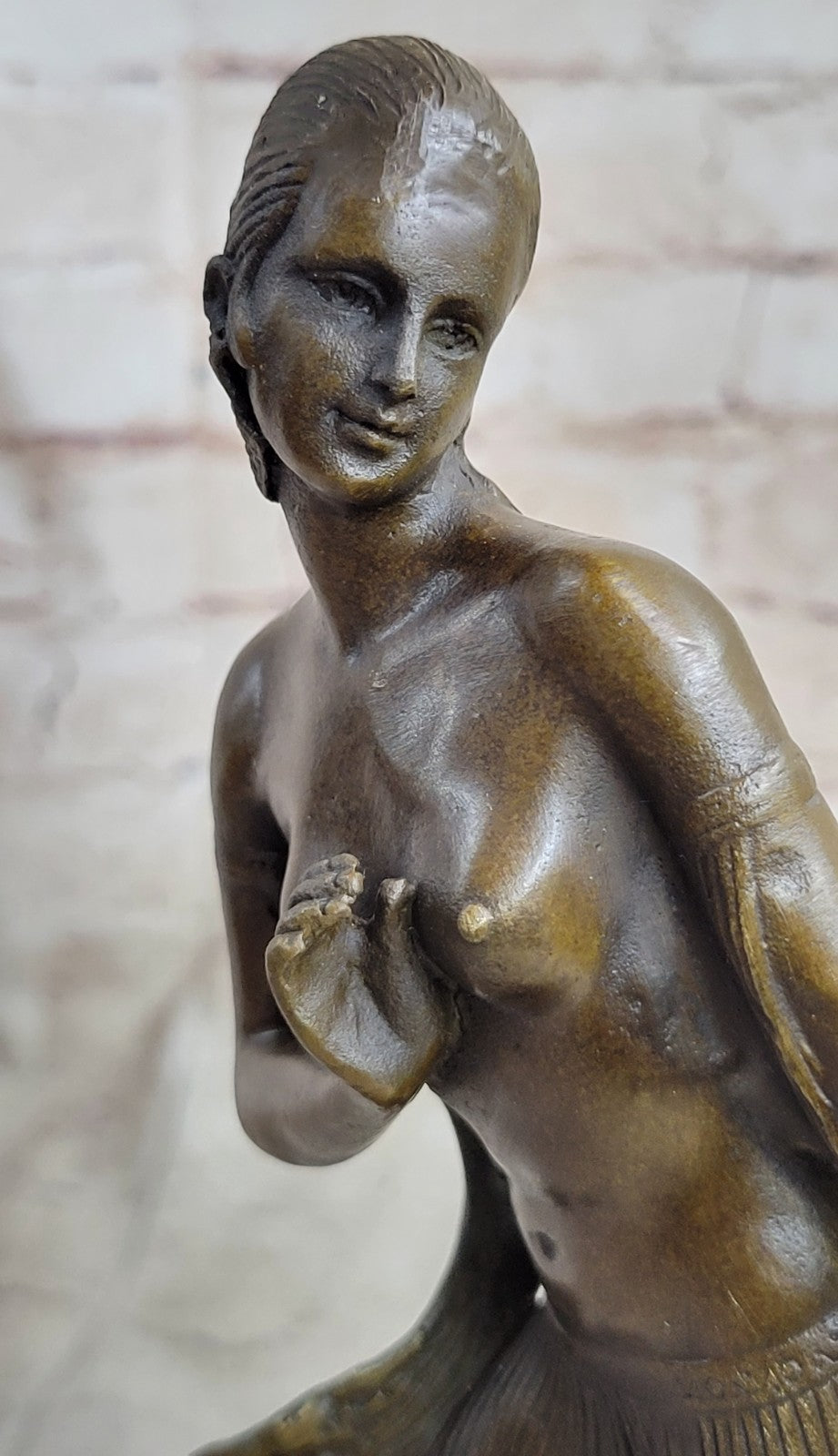 Art Deco/Nouveau Hot Cast Nude Female Dancer Bronze Sculpture Marble Base Figurine