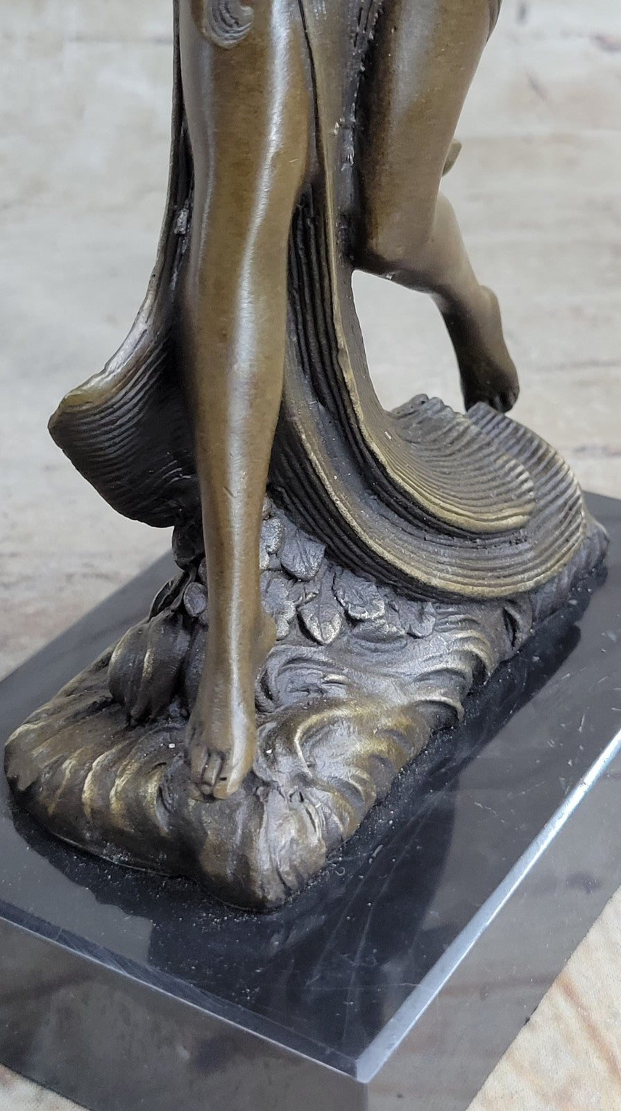 Art Deco/Nouveau Hot Cast Nude Female Dancer Bronze Sculpture Marble Base Figurine