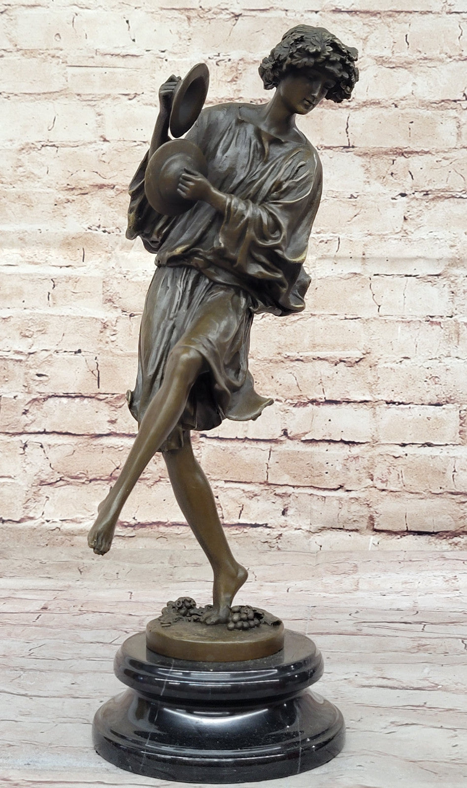 Collector`s Delight: Milo`s Bronze Sculpture - Young Girl with Cymbals Figurine