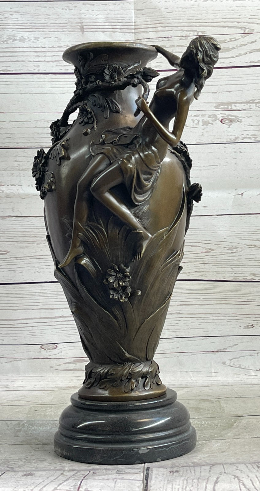 Buy Nude Female Bronze Figurine Vase – Handmade Planter & Mantel Décor by Moreau