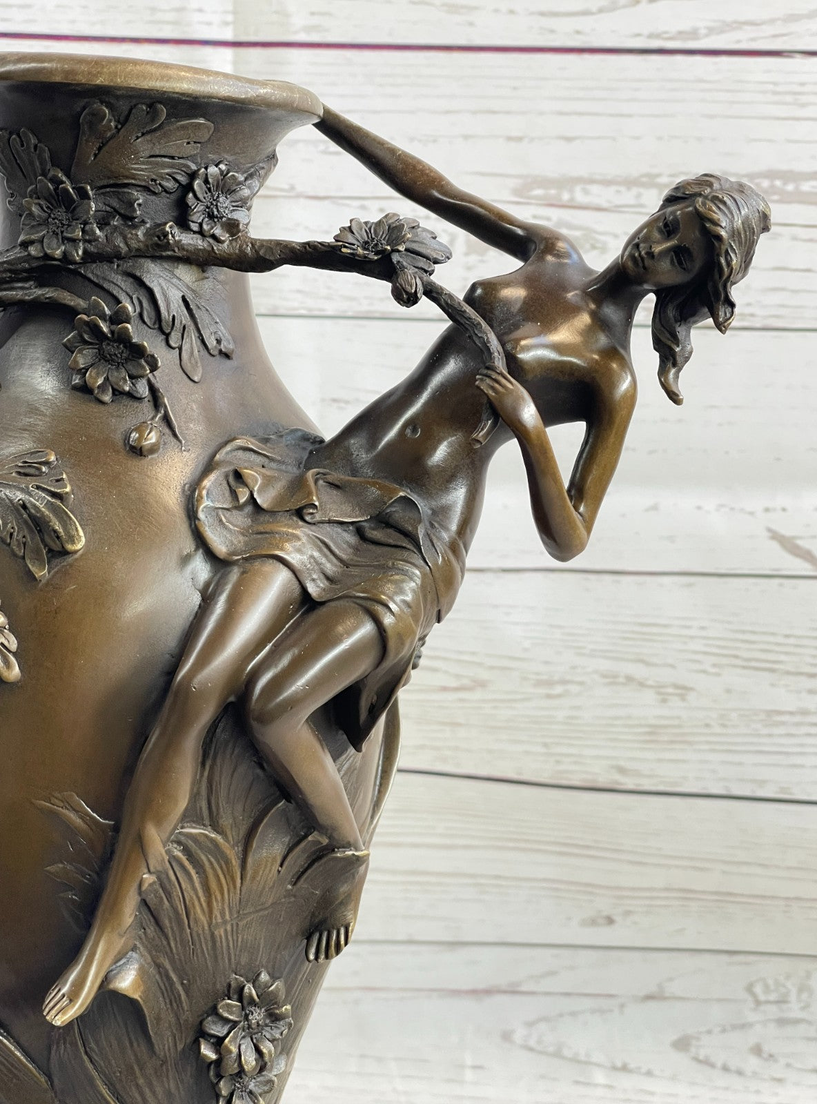 Buy Nude Female Bronze Figurine Vase – Handmade Planter & Mantel Décor by Moreau